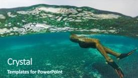  Presentation with sky diving man falling - Cool new presentation theme with crystal free - underwater split screen view backdrop and a ocean colored foreground
