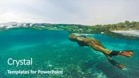  Presentation with underwater - Amazing slides having crystal free - underwater split screen view backdrop and a ocean colored foreground