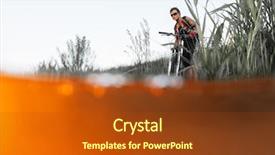  Presentation with vehicle - Theme having underwater vehicle - man crossing the river background and a tawny brown colored foreground