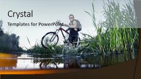  Presentation with school crossing safety - Slide deck consisting of underwater vehicle - young athlete crossing the river background and a sky blue colored foreground