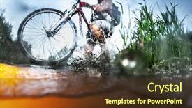  Presentation with athlete - Slide deck having underwater vehicle - young athlete crossing the river background and a tawny brown colored foreground