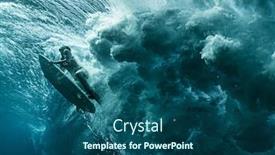  Presentation with ocean wave - Cool new slide deck with underwater-view-of-the-woman backdrop and a ocean colored foreground