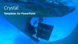  Presentation with scuba diving - Slide deck with underwater-view-to-yacht-rudder background and a ocean colored foreground