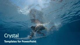  Presentation with ocean wave - PPT theme consisting of underwater with fun under big background and a ocean colored foreground