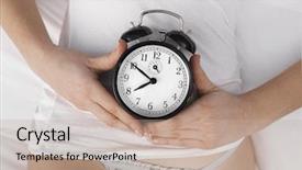  Presentation with clock - Audience pleasing PPT theme consisting of underwear holding a clock backdrop and a mint green colored foreground