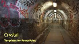  Presentation with pedestrian - Presentation theme having underworld - dirty pedestrian tunnel at night background and a tawny brown colored foreground