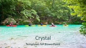  Presentation with community service happy volunteer group - Colorful theme enhanced with underworld - happy group traveling by kayak backdrop and a sky blue colored foreground