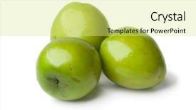  Presentation with white green - Colorful slides enhanced with undip - fresh green whole ambarella fruit backdrop and a yellow colored foreground