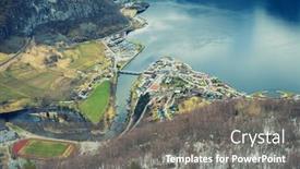  Presentation with norway - Amazing slide deck having undredal-village-in-an-aurlandsfjord backdrop and a gray colored foreground
