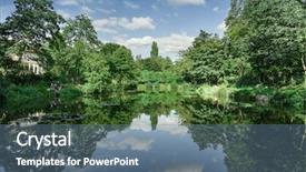  Presentation with english - Slide deck having undulation - landscape of a leafy green background and a ocean colored foreground