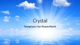  Presentation with sun rays on blue sky - Colorful presentation design enhanced with undulation - sunny sky above sea backdrop and a light blue colored foreground