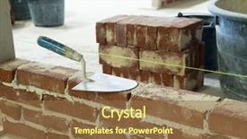  Presentation with building modeling information - Audience pleasing theme consisting of undustry - trowel bricks and cement backdrop and a  colored foreground