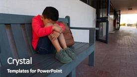  Presentation with school elementary - Presentation design consisting of uneasy - front view of sad mixed-race background and a tawny brown colored foreground