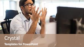  Presentation with teeth - Audience pleasing slide set consisting of uneasy - frustrated businessman clenching teeth while backdrop and a coral colored foreground