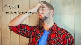  Presentation with stressed - Presentation with uneasy - handsome hipster feeling stressed background and a coral colored foreground