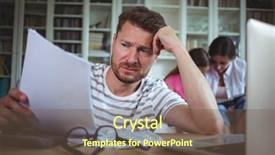  Presentation with wife - Audience pleasing slide deck consisting of uneasy - worried man calculating bills while backdrop and a tawny brown colored foreground