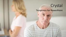  Presentation with 3d man sitting question mark - Amazing PPT layouts having uneasy - worried senior man sitting backdrop and a light gray colored foreground