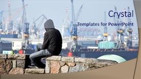  Presentation with hamburg - Cool new presentation with unemployed waiting in the port backdrop and a sky blue colored foreground