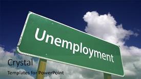  Presentation with unemployment - Cool new slide set with hard time - unemployment road sign with dramatic backdrop and a ocean colored foreground