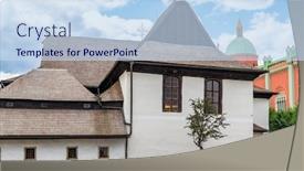  Presentation with unesco - PPT layouts enhanced with unesco-monument-kezmarok-church background and a sky blue colored foreground