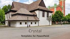  Presentation with unesco - Audience pleasing presentation design consisting of unesco-monument-kezmarok-church backdrop and a light gray colored foreground