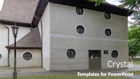  Presentation with unesco - Beautiful PPT theme featuring unesco-monument-kezmarok-church backdrop and a gray colored foreground