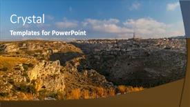  Presentation with unesco - Amazing theme having unesco-site-ancient-town backdrop and a teal colored foreground