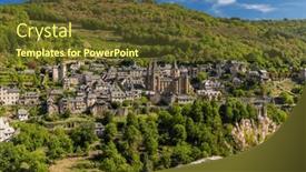  Presentation with unesco - PPT layouts enhanced with unesco-village-of-conques-en background and a tawny brown colored foreground