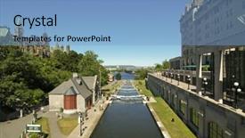  Presentation with heritage - Colorful presentation theme enhanced with unesco world heritage site rideau canal waterway in ottawa ontario canada backdrop and a light blue colored foreground