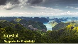  Presentation with scenic - Beautiful PPT theme featuring bay from cat ba island backdrop and a tawny brown colored foreground