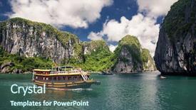  Presentation with world heritage - Beautiful PPT theme featuring unesco world heritage site vietnam backdrop and a ocean colored foreground