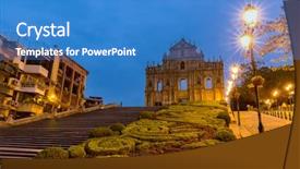  Presentation with macau - Beautiful slides featuring unesco world heritage site backdrop and a teal colored foreground
