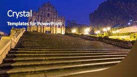  Presentation with macau - Colorful theme enhanced with unesco world heritage site backdrop and a royal blue colored foreground