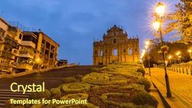  Presentation with macau - Amazing PPT layouts having unesco world heritage site backdrop and a tawny brown colored foreground