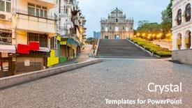  Presentation with macau - Colorful slide deck enhanced with unesco world heritage site backdrop and a gray colored foreground