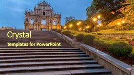 Presentation with macau - Cool new PPT layouts with unesco world heritage site backdrop and a tawny brown colored foreground