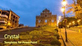  Presentation with macau - Slides enhanced with unesco world heritage site background and a tawny brown colored foreground