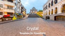  Presentation with macau - Slide set consisting of unesco world heritage site background and a coral colored foreground
