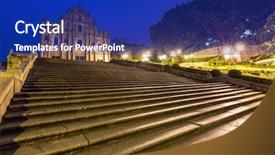  Presentation with macau - Colorful PPT theme enhanced with unesco world heritage site backdrop and a royal blue colored foreground