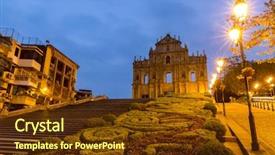  Presentation with macau - Slide set with unesco world heritage site background and a tawny brown colored foreground