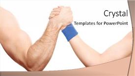  Presentation with wrestling - Amazing theme having uneven arm wrestling contest backdrop and a sky blue colored foreground