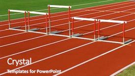  Presentation with race track - Presentation theme enhanced with uneven sized hurdles on race background and a crimson colored foreground