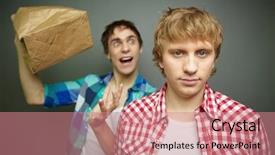  Presentation with birthday party gold black - Audience pleasing slide set consisting of unexpected - crazily looking guy exploding paper backdrop and a coral colored foreground