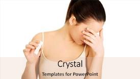  Presentation with sad woman - Cool new slide set with unexpected result - unhappy sad woman with pregnancy backdrop and a  colored foreground