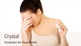  Presentation with woman sad - Theme enhanced with unexpected result - unhappy sad woman with pregnancy background and a lemonade colored foreground