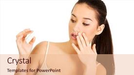  Presentation with diverse pregnancy - Beautiful PPT theme featuring unexpected result - young shocked woman with pregnancy backdrop and a  colored foreground