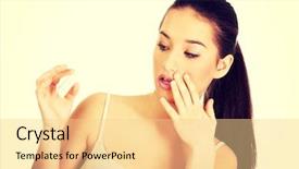  Presentation with pregnancy - Presentation with unexpected result - young shocked woman with pregnancy background and a  colored foreground