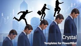  Presentation with career - Slide deck enhanced with unfainess - business people climbing career ladder background and a ocean colored foreground