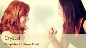  Presentation with helping others two hands woman - PPT layouts having women war - two womans hands fight background and a cream colored foreground