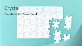  Presentation with jigsaw - Cool new PPT layouts with unfinished-jigsaw-puzzle-on-blue backdrop and a arctic colored foreground